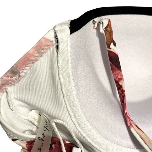 Vintage Rose Print Push Up Spaghetti Strap One Piece Swimsuit • NWT • Large - Picture 7 of 9